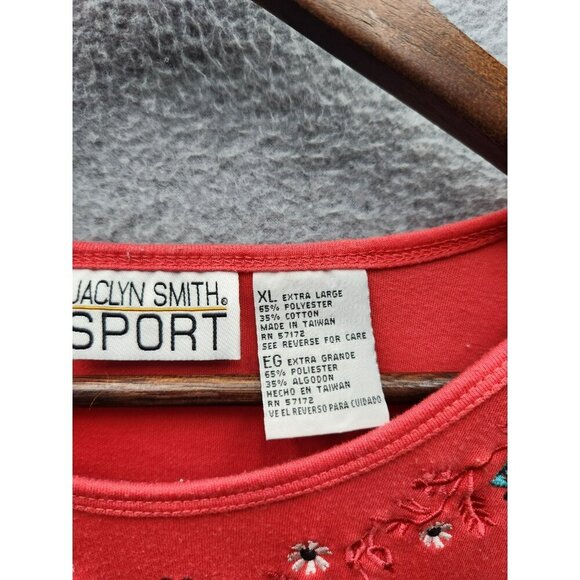 Jaclyn Smith Sport Womens XL Pink Embellished Short-Sleeve Top 65% Cotton 35% Po - Picture 2 of 4